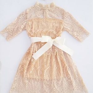 Vintage Hi-Collar Lace Dress